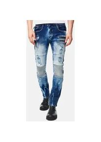 Slim-fit-Jeans Rusty Neal "MISATO", Herren, Gr. 33, L&auml;nge 32, blau, 98% Baumwolle, 2% Elasthan, unifarben, lang, Jeans Slim-fit-Jeans, im modischen Used-Look