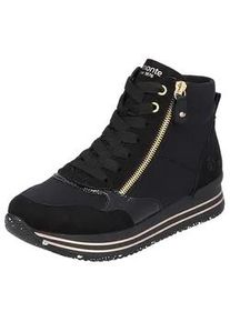 Sneaker Remonte, Damen, Gr. 38, schwarz, Lederimitat, Textil, Schuhe Sneaker, mit praktischem Wechselfu&szlig;bett, Freizeitschuh, Halbschuh, Schn&uuml;rschuh