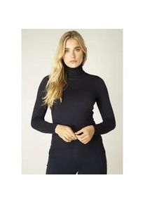 Rollkragenpullover Base Level "Yuen", Damen, Gr. 36, blau (navy dunkelblau), Strick, Obermaterial: 80% Viskose, 20% Polyamid, unifarben, figurbetont h&uuml;ftlang, Rundhals, eng, Pullover Rollkragenpullover, mit Viskose