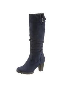 Stiefel ANISTON SHOES, Damen, Gr. 36, Normalschaft, blau (navy), Textil, Veloursleder, Schuhe Stiefel, mit Raffungen am slouchy Schaft - NEUE KOLLEKTION