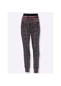 Jogger Pants Inspirationen, Damen, Gr. 54, Normalgr&ouml;&szlig;en, rot (steingrau, rot, kariert), 85% Polyester, 12% Viskose, 3% Elasthan, gemustert, mehrfarbig, lang, Hosen