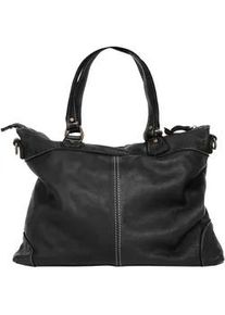 Shopper CLUTY, Damen, Gr. B/H/T: 43cm x 30cm x 11cm onesize, schwarz, Leder, leicht gl&auml;nzend, unifarben, Taschen Shopper, echt Leder, Made in Italy