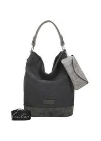 Schultertasche Fritzi aus Preussen "Izzy07 Olga", Damen, Gr. B/H/T: 17cm x 37cm x 27cm, schwarz, Baumwolle, mehrfarbig, Taschen Schultertasche, aus veganen und recycelten Materialien