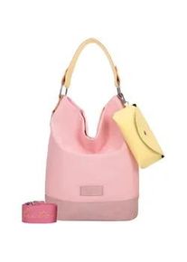Schultertasche Fritzi aus Preussen "Izzy07 Olga", Damen, Gr. B/H/T: 17cm x 37cm x 27cm, bunt (rosa, gelb), Baumwolle, mehrfarbig, Taschen Schultertasche, aus veganen und recycelten Materialien