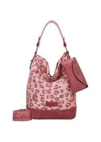 Schultertasche Fritzi aus Preussen "Izzy07 Olga", Damen, Gr. B/H/T: 17cm x 37cm x 27cm, rot, Baumwolle, mehrfarbig, Taschen Schultertasche, aus veganen und recycelten Materialien