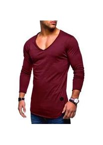 Langarmshirt behype "NUKE L/S", Damen, Gr. S, rot (weinrot), 100% Baumwolle, unifarben, Shirts Langarmshirt, mit V-Ausschnitt