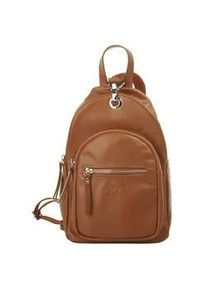 Cityrucksack Samantha Look, Damen, Gr. B/H/T: 28cm x 18cm x 10cm, onesize, braun (cognac), Leder, Rindsleder, beschichtet, leicht gl&auml;nzend, Rucks&auml;cke Cityrucksack, echt Leder, Made in Italy