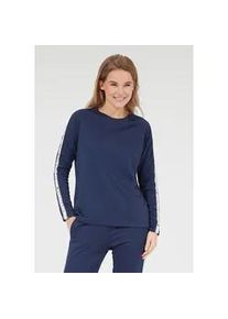 ENDURANCE ATHLECIA Langarmshirt ATHLECIA "SELLA", Damen, Gr. 46, blau, 100% Polyester, bedruckt, unifarben, normal, Rundhals, Shirts Langarmshirt, mit hippen Logoprint-Streifen