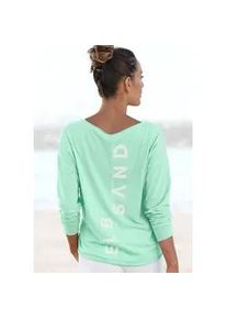 Langarmshirt ELBSAND "Raina", Damen, Gr. S (36), gr&uuml;n (mint), Jersey, Obermaterial: 50% Baumwolle, 50% Polyester, unifarben, figurumspielend h&uuml;ftlang, Rundhals, Shirts Langarmshirt, mit Logoprint hinten, Longsleeve aus Baumwoll-Mix, Topseller