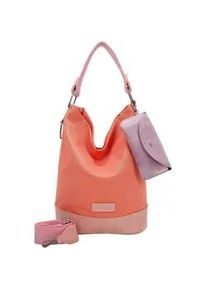 Schultertasche Fritzi aus Preussen "Izzy07 Olga", Damen, Gr. B/H/T: 17cm x 37cm x 27cm, orange, Baumwolle, mehrfarbig, Taschen Schultertasche, aus veganen und recycelten Materialien