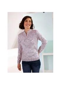 Stehkragenpullover Classic Basics "Pullover", Damen, Gr. 40, rosa (hellros&eacute;, meliert), 100% Polyacryl, gemustert, mehrfarbig, meliert, Pullover Stehkragenpullover