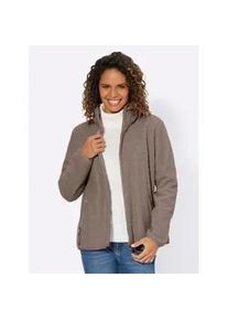 Fleecejacke Casual Looks, Damen, Gr. 48, grau (taupe), 100% Polyester, unifarben, Jacken Fleecejacke