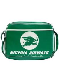 Schultertasche logoshirt "Nigeria Airways", Damen, Gr. B/H/T: 12,5cm x 30cm x 40cm, gr&uuml;n (gr&uuml;n, wei&szlig;), Kunstfaser, bedruckt, mehrfarbig, Taschen Schultertasche, mit Nigeria Airways-Logo