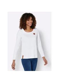 Langarmshirt Casual Looks "Shirt", Damen, Gr. 54, wei&szlig;, 50% Baumwolle, 50% Modal, gemustert, mehrfarbig, unifarben, Rundhals, Shirts Langarmshirt