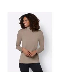 Rollkragenshirt Casual Looks "Rollkragen-Shirt", Damen, Gr. 52, beige (sesam), 95% Baumwolle, 5% Elasthan, unifarben, Shirts
