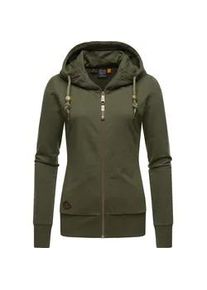 Kapuzensweatjacke Ragwear "Paya Intl.", Damen, Gr. XL (42), gr&uuml;n (olivgr&uuml;n), Material: 50% Baumwolle, 50% Polyester, tailliert h&uuml;ftbedeckend, hoch geschlossener Ausschnitt, eng Rippb&uuml;ndchen, Sweatjacken, sportlicher Damen Kapuzensweater mit Kordeln