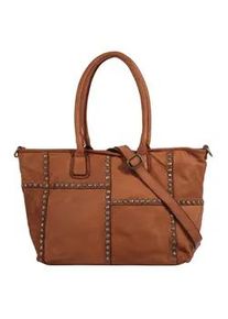 Shopper Samantha Look, Damen, Gr. B/H/T: 48cm x 28cm x 15cm onesize, braun (cognac), Leder, leicht gl&auml;nzend, unifarben, Taschen Shopper, echt Leder, Made in Italy
