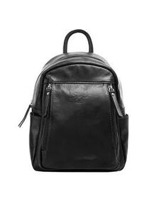 Cityrucksack Samantha Look, Damen, Gr. B/H/T: 27cm x 23cm x 11cm, onesize, schwarz, Leder, Rindsleder, unifarben, Rucks&auml;cke Cityrucksack, echt Leder, Made in Italy