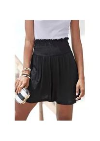 Shorts Buffalo, Damen, Gr. 40, N-Gr, schwarz, Jersey, Obermaterial: 100% Viskose, unifarben, figurumspielend kurz, Hosen Shorts Strandshorts, mit breitem Smokbund, kurze Hose, weites Bein, besonders bequem