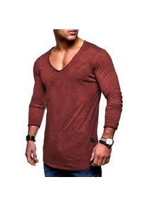 Langarmshirt behype "NUKE L/S", Damen, Gr. M, rot (bordeaux), 100% Baumwolle, unifarben, Shirts Langarmshirt, mit V-Ausschnitt