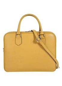 Aktentasche CLUTY, Damen, Gr. B/H/T: 35cm x 28cm x 13cm onesize, gelb, Leder, leicht gl&auml;nzend, unifarben, Taschen, echt Leder, Made in Italy