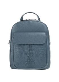 Cityrucksack CLUTY, Damen, Gr. B/H/T: 26cm x 22cm x 9cm, onesize, blau, Leder, Rindsleder, Rucks&auml;cke Cityrucksack, echt Leder, Made in Italy