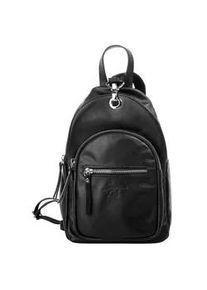 Cityrucksack Samantha Look, Damen, Gr. B/H/T: 28cm x 18cm x 10cm, onesize, schwarz, Leder, Rindsleder, beschichtet, leicht gl&auml;nzend, Rucks&auml;cke Cityrucksack, echt Leder, Made in Italy