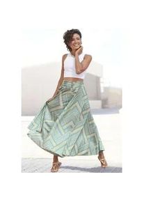 Hosenrock Lascana, Damen, Gr. 38, bunt (mint, gelb, blau bedruckt), Web, Obermaterial: 100% Polyester, bedruckt, figurumspielend kn&ouml;chelfrei, R&ouml;cke, aus glatter Ware, Culotte, extraweites Bein