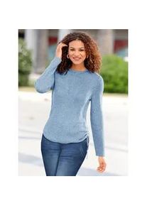 Strickpullover Casual Looks "Pullover", Damen, Gr. 40, blau (eisblau, ecru, meliert), 76% Polyacryl, 24% Baumwolle, meliert, unifarben, Pullover Strickpullover