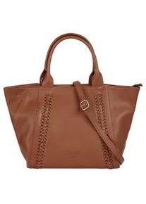 Shopper Samantha Look, Damen, Gr. B/H/T: 32cm x 22cm x 9cm onesize, braun (cognac), Leder, leicht gl&auml;nzend, unifarben, Taschen Shopper, echt Leder, Made in Italy