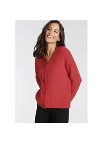 Strickjacke Laura Scott, Damen, Gr. 32/34 (XS), rot, Grobstrick, Obermaterial: 50% Viskose, 28% Polyester, 22% Polyamid, clean, unifarben, Basic, l&auml;ssig geschnitten h&uuml;ftlang, V-Ausschnitt, B&uuml;ndchen, Strickjacken Strickjacke, Grobstrick - in modischer Kurzform