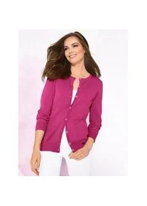 Strickjacke Classic Basics, Damen, Gr. 50, pink (fuchsia), 100% Baumwolle, unifarben, figurumspielend, Strickjacken Strickjacke