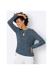 Strickpullover Casual Looks "Pullover", Damen, Gr. 38, blau (dunkelblau, ecru, meliert), 76% Polyacryl, 24% Baumwolle, meliert, unifarben, Pullover Strickpullover