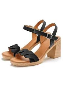 Riemchensandalette Lascana "Sandale, Sandalette, Sommerschuh", Damen, Gr. 41, schwarz, Obermaterial: 100% Rindsleder. Decksohle: 50% Lederimitat, 50% Polyester. Futter: 50% Lederimitat, 50% Polyester. Laufsohle: 100% Synthetik, unifarben, Schuhe, aus weichem Leder mit Blockabsatz