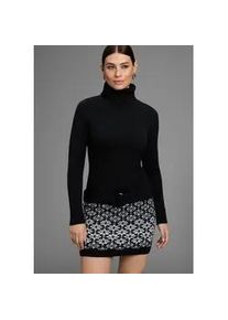 Strickkleid Melrose, Damen, Gr. 34, N-Gr, schwarz-wei&szlig; (schwarz, wei&szlig;), Strick, Obermaterial: 95% Polyacryl, 5% Polyamid, gemustert, sehr figurbetont mini, eng Rippb&uuml;ndchen, Kleider Strickkleid, in enger Form, Mini-L&auml;nge mit G&uuml;rtel