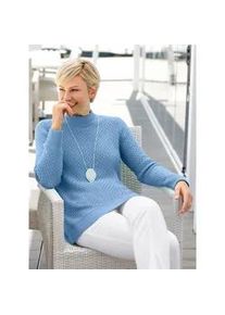 Stehkragenpullover Classic Basics "Pullover", Damen, Gr. 50, blau, 100% Polyacryl, unifarben, Pullover Stehkragenpullover