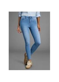 Skinny-fit-Jeans Arizona "Ultra Stretch", Damen, Gr. 46, N-Gr, blau (bleached), Jeans, Obermaterial: 63% Baumwolle, 32% Polyester, 5% Elasthan, skinny fit kn&ouml;chellang, Jeans, extra-eng geschnittene Beinform, modische Used-Waschung