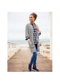 Strickjacke Heine, Damen, Gr. 34, grau (grau, meliert), 50% Viskose, 28% Polyester, 22% Polyamid, unifarben, Strickjacken Strickjacke