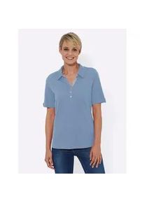 Poloshirt Casual Looks "Poloshirt", Damen, Gr. 54, blau (bleu), 50% Baumwolle, 50% Modal, unifarben, ohne Ausschnitt, Shirts