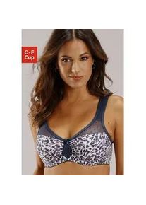 Minimizer-BH Nuance, Damen, Gr. 105, Cup D, blau (leo, druck), Jersey, Obermaterial: 90% Baumwolle, 5% Elasthan, 5% Polyamid, BHs Minimizer-BH, mit B&uuml;gel und gepunktetem Netzeinsatz