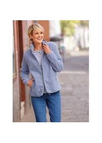 Fleecejacke Casual Looks, Damen, Gr. 38, blau (taubenblau), 100% Polyester, unifarben, Jacken Fleecejacke