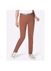 Stretch-Jeans Ambria, Damen, Gr. 52, Normalgr&ouml;&szlig;en, braun (rost), 96% Baumwolle, 4% Elasthan, unifarben, lang, Jeans