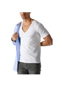 Unterziehshirt Mey "Dry Cotton Functional", Herren, Gr. 7, N-Gr, wei&szlig;, Single Jersey, Obermaterial: 57% Baumwolle, 38% Polyester, 5% Elasthan. Einsatz: 87% Polyester, 8% Elasthan, 5% Polyamid, unifarben, tiefer V-Ausschnitt, Unterhemden, Kurzarm, tiefem V-Ausschnitt, Single Jersey, mit extra-langem R&uuml;cken, Topseller