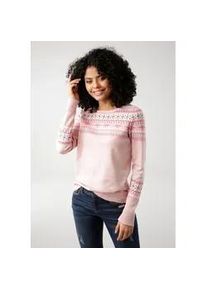 Norwegerpullover Kangaroos, Damen, Gr. 32/34, rosa, Strick, Obermaterial: 50% Baumwolle, 50% Polyacryl, figurbetont h&uuml;ftbedeckend, Rundhals, Rippb&uuml;ndchen, Pullover Norwegerpullover, im winterlichen Design