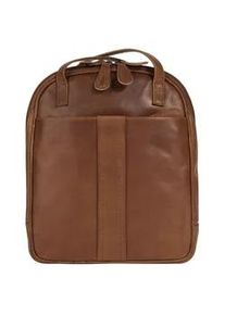 Cityrucksack CLUTY, Damen, Gr. B/H/T: 26cm x 7cm, onesize, braun (cognac), Leder, Rindsleder, Retro, Rucks&auml;cke Cityrucksack, echt Leder