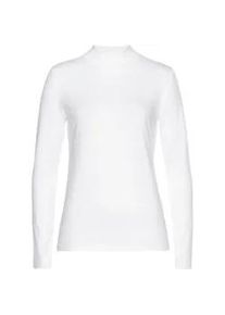 Stehkragenshirt Lascana, Damen, Gr. 32/34, wei&szlig;, Jersey, Obermaterial: 95% Baumwolle, 5% Elasthan, unifarben, figurbetont h&uuml;ftlang, Shirts Stehkragenshirt