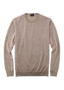 Rundhalspullover OLYMP "OLYMP Strick Casual", Herren, Gr. M, beige (hellbeige), Obermaterial: 100% Schurwolle, normal, Rundhals, Pullover Rundhalspullover, moderner Strickpullover