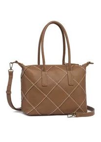 Schultertasche "Patches", Damen, Gr. B/H/T: 33cm x 25cm x 10cm onesize, braun, Polyurethan (PU), Collezione Alessandro, Taschen Schultertasche, handwerklich gefertigt mit Kontrastnaht