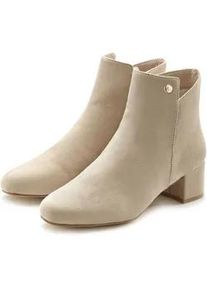 Stiefelette Lascana, Damen, Gr. 35, beige, Obermaterial: 100% Textilmaterial. Decksohle: 100% Textilmaterial. Futter: 100% Textilmaterial. Laufsohle: 100% Synthetik, unifarben, Schuhe Stiefelette, mit bequemen Blockabsatz, Ankle Boots, Stiefel VEGAN