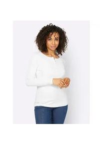 Langarmshirt Heine "Shirt", Damen, Gr. 48, wei&szlig;, 95% Baumwolle, 5% Elasthan, unifarben, Rundhals, Shirts Langarmshirt